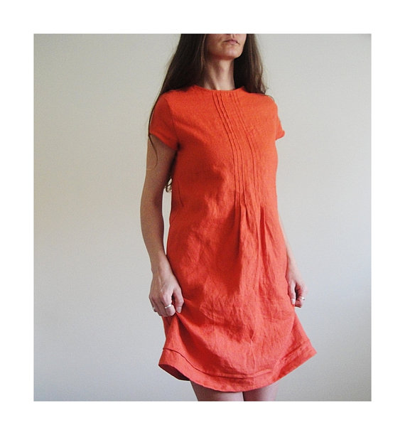 Orange Linen Dress from Handmate