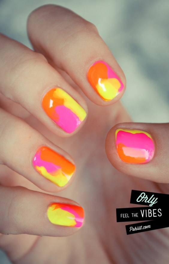 Neon Swirl Nail Art