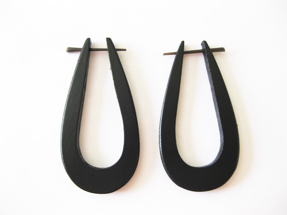 Black Oval Hoop Earrings