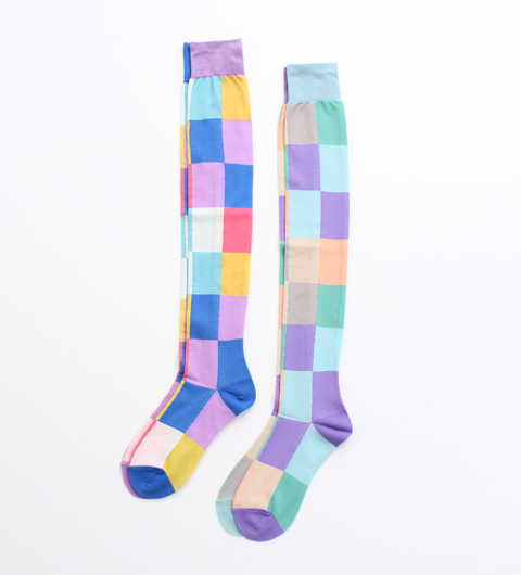 Multi-colored Checkered Socks
