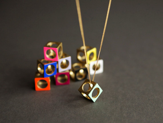 Colored Cube Necklace