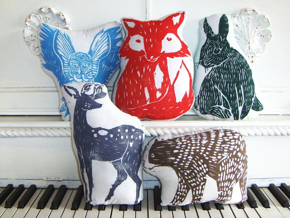Woodblock Printed Animal Pillows