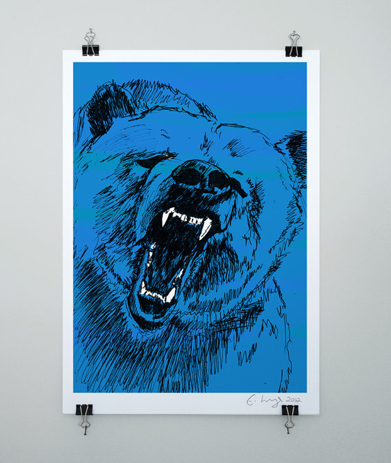 Blue Bear Print