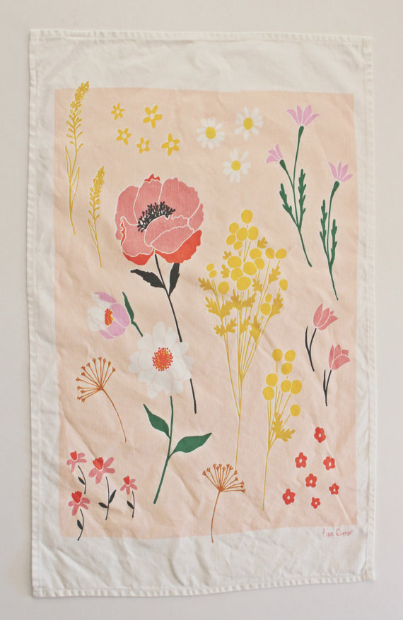 Pink Floral Dish Towel