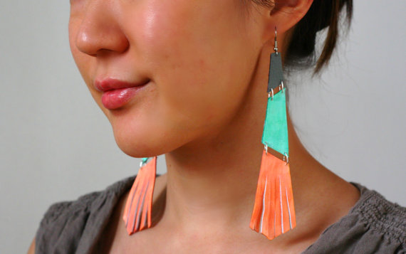 Colorblock Leather Earrings